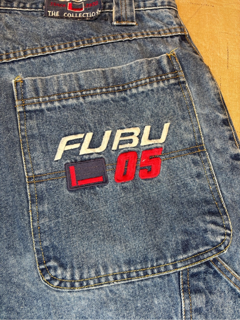 Vintage FUBU Carpenter Jorts Baggy Y2K Denim Shorts Mens 40 Hip Hop Streetwear